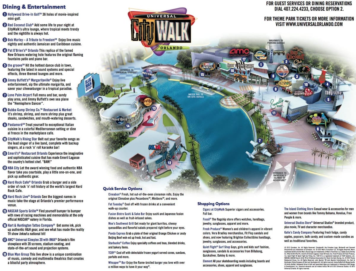 Universal Orlando citywalk mapu