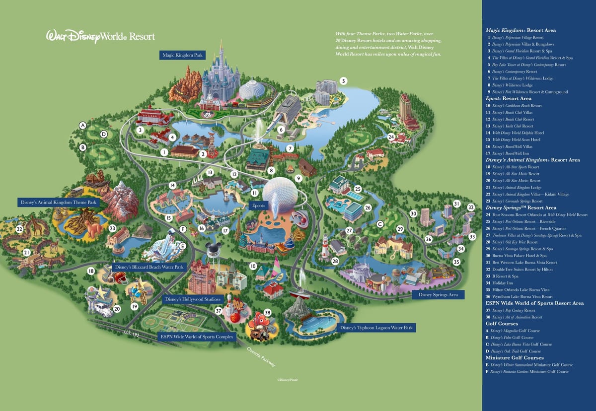 Disney World resort mapu