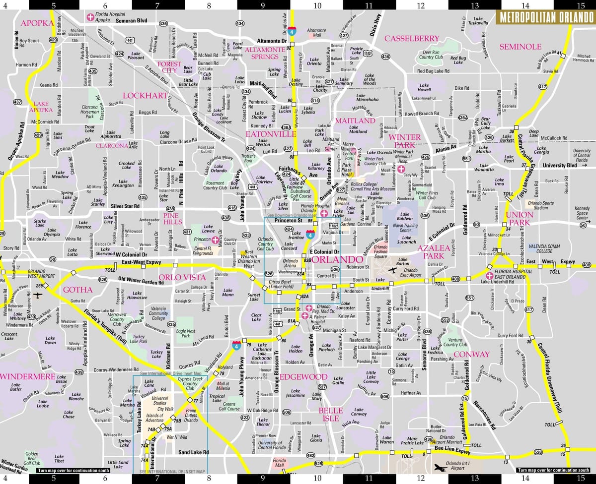 mapa Orlande, Florida oblasti