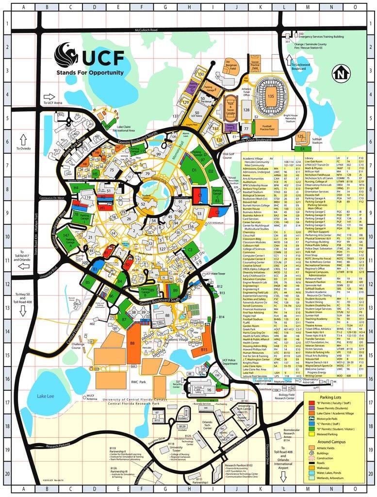 mapa univerzita v centrálnej Floride