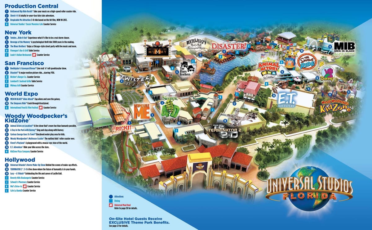 Universal Studios Orlando park mapu